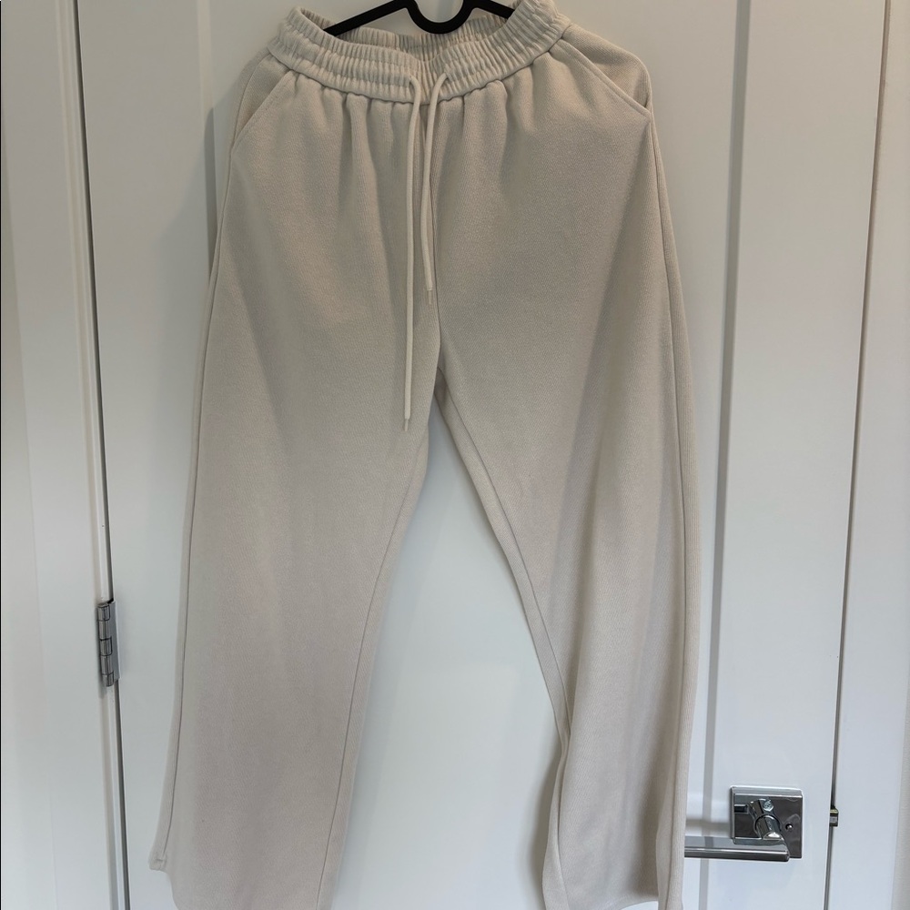 White/Cream wide leg pants for women